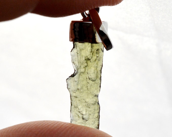 Moldavite - 6.5 carats - pendentif pierre naturelle - République Tchèque - Argent 925