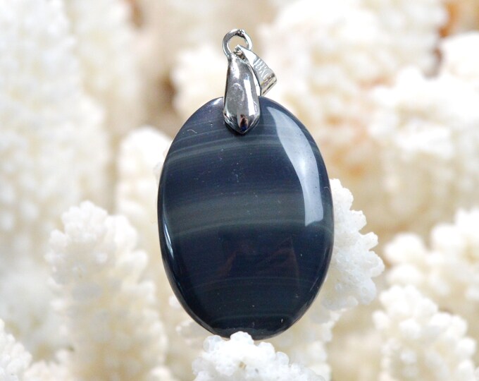 33 carat Spider Web Obsidian - Natural Stone Cabochon Pendant - Mexico / FH77