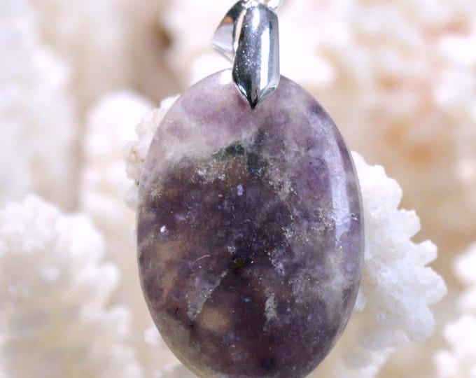 29-carat Lepidolite - Natural Stone Cabochon Pendant - Brazil / FY3