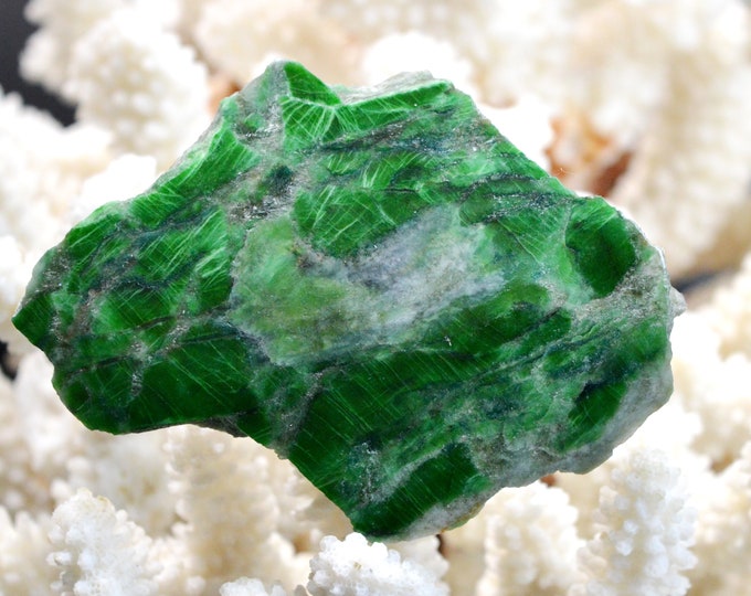 Slice - Jade Omphacite var. chrome omphacite 82 grams - Pellice Valley, Metropolitan City of Turin, Piedmont, Italy