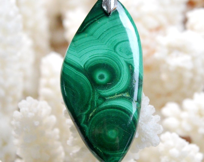 Malachite 68 carats - pendentif cabochon pierre naturelle - Congo / EY13