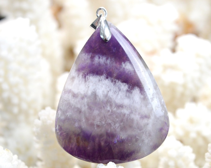 74 Carat Chevron Amethyst - Natural Gemstone Cabochon Pendant - India // CR81