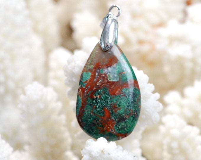 Malachite & Goethite 30 carats - natural stone cabochon pendant - Congo / DZ65