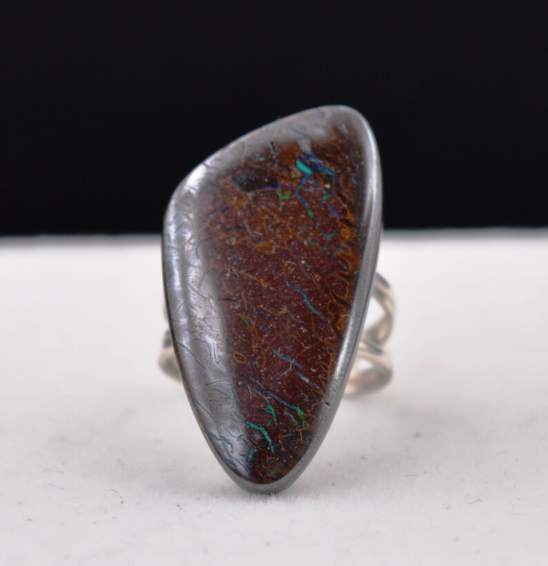 Boulder Opal Ring 6.7 grams T55 Natural Silver Ring