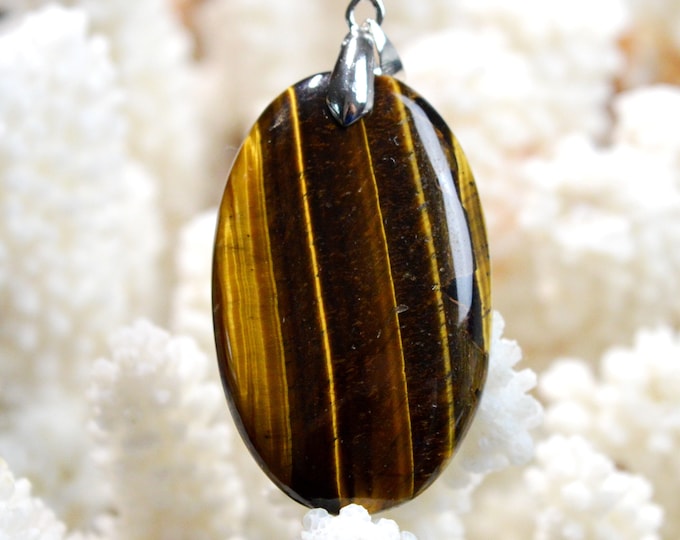 Oeil de tigre 56 carats - pendentif cabochon pierre naturelle - Afrique du Sud / FI34