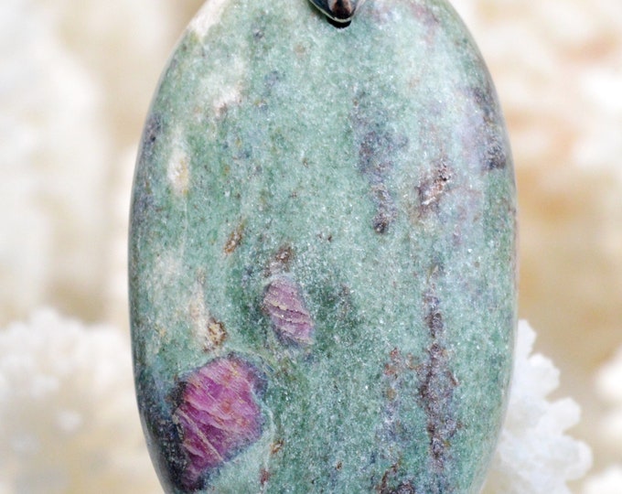 76 carat fuchsite ruby - natural stone cabochon pendant - India // BM22