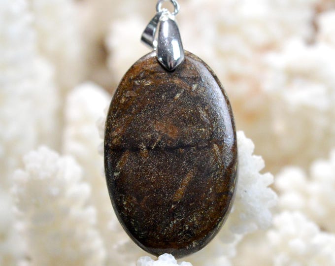 Bronzite 44 carat - natural stone cabochon pendant - USA / FQ86