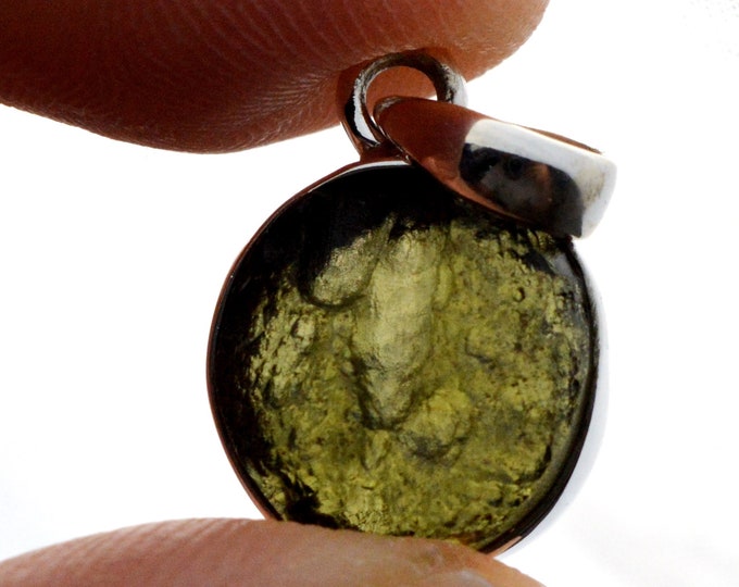 Moldavite - 13.5 carats - pendentif pierre naturelle - République Tchèque - Argent 925