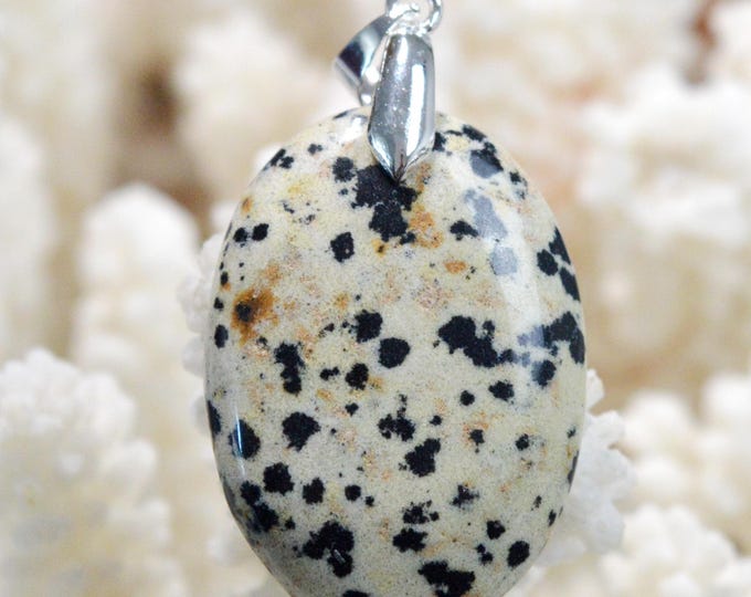 Jaspe dalmatien 41 carats - pendentif cabochon pierre naturelle - Mexique / FT85