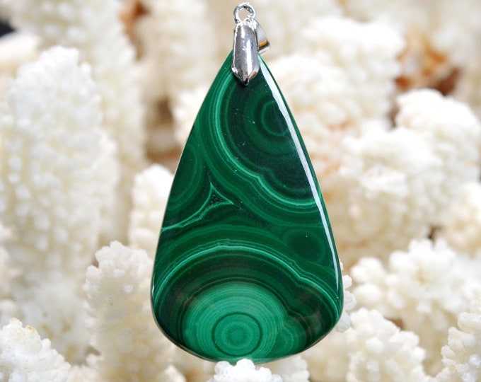 Malachite 66 carats - pendentif cabochon pierre naturelle - Congo / EY7