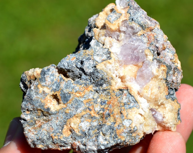 Amethyst & Calcite 221 grams - Capurru Quarry, Osilo, Sassari Province, Sardinia, Italy