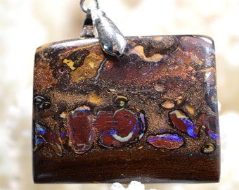 Boulder Opal 74.62 carats - natural stone cabochon pendant - Australia // Ref F87