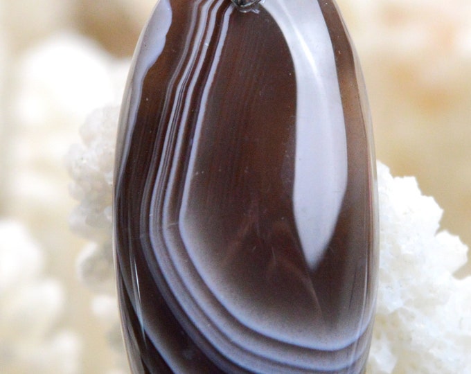 Agate 32 carats - pendentif cabochon pierre naturelle - Botswana // Ref AT34