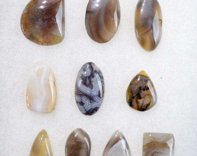 Lot x10 Agate 222 carats - natural stone cabochon // Ref BY52