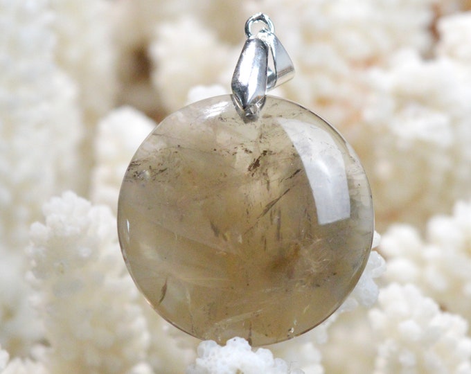 Quartz fumé 47 carats - pendentif cabochon pierre naturelle - Madagascar / FK85