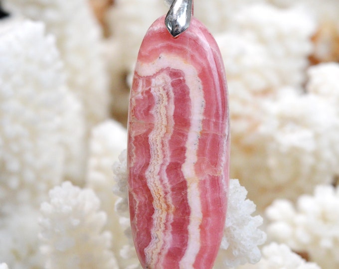 Rhodochrosite 80 carats - natural stone cabochon pendant - Argentina // CQ73