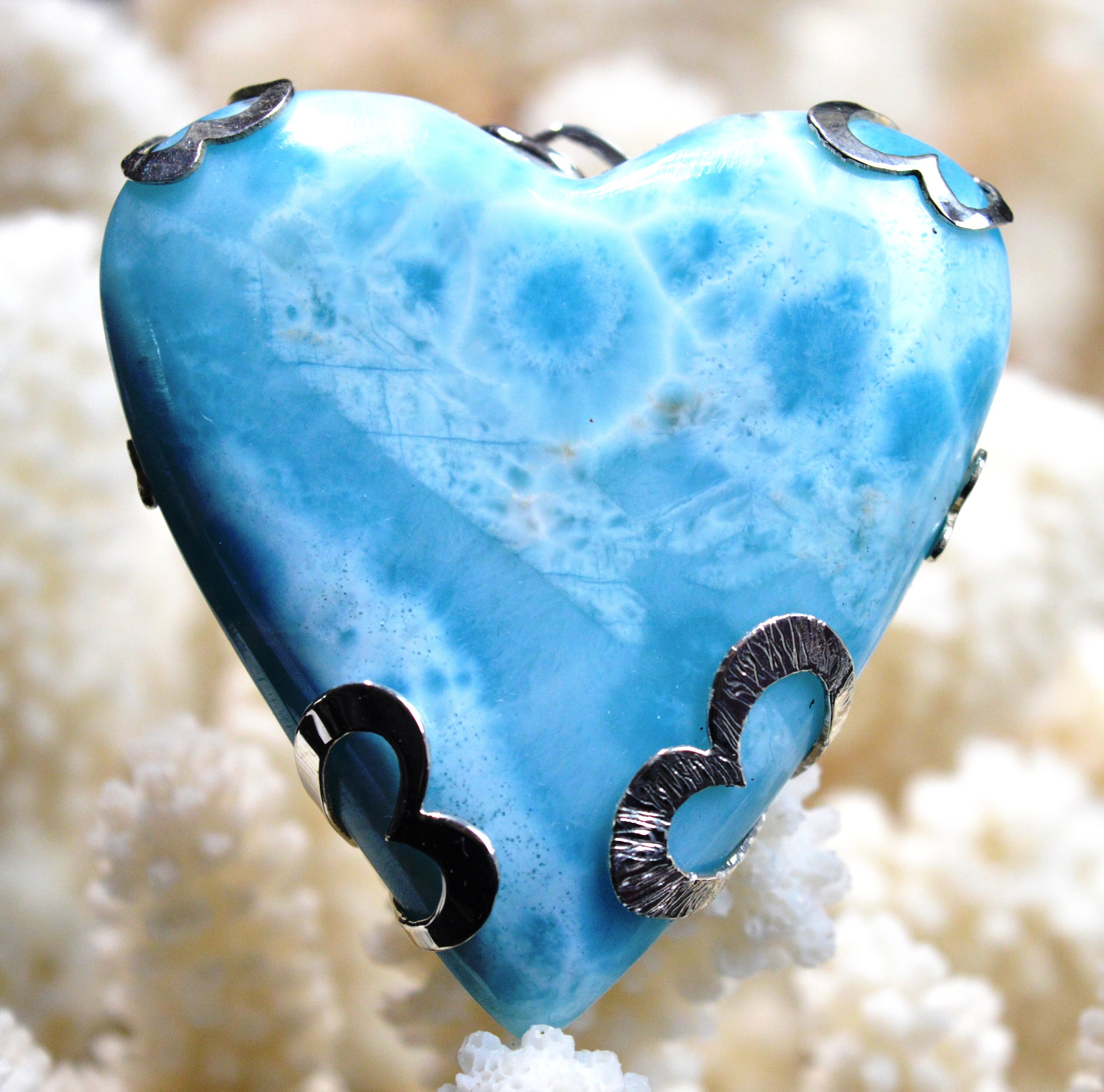 Collier En Argent 925 Avec Pierre Larimar Naturelle - Fait Main - Longueur 18 Pouces - Bijou Réglable