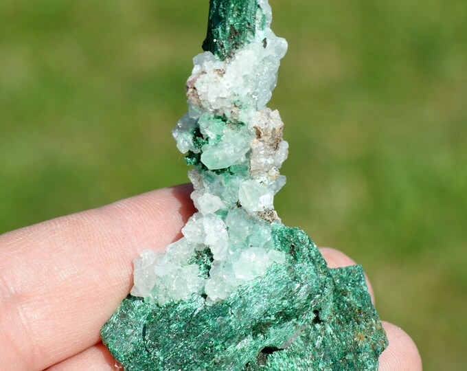 Malachite & Calcite 48 grams - Mashamba West Mine, Kolwezi mining district, Lualaba, DR Congo