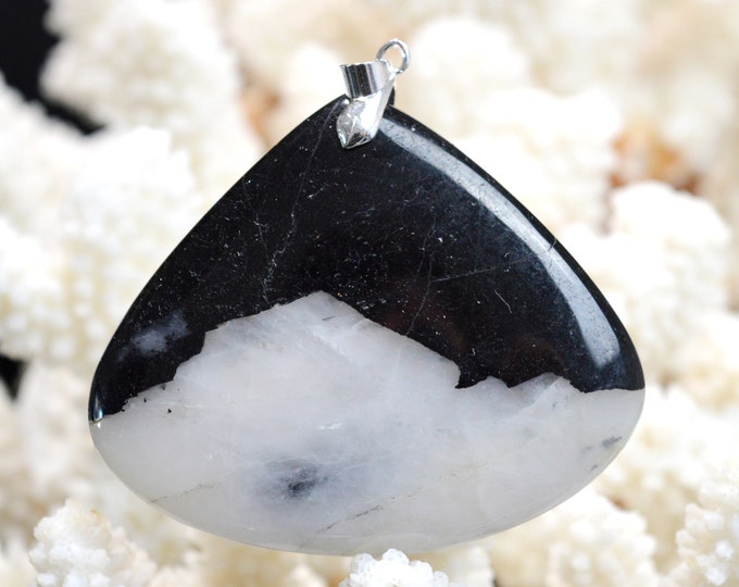 Quartz & tourmaline noire 210 carats - pendentif cabochon pierre naturelle - Brésil // CP77