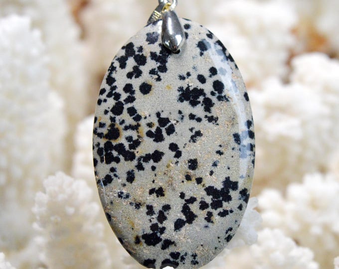 Jaspe dalmatien 55 carats - pendentif cabochon pierre naturelle - Mexique / FY53