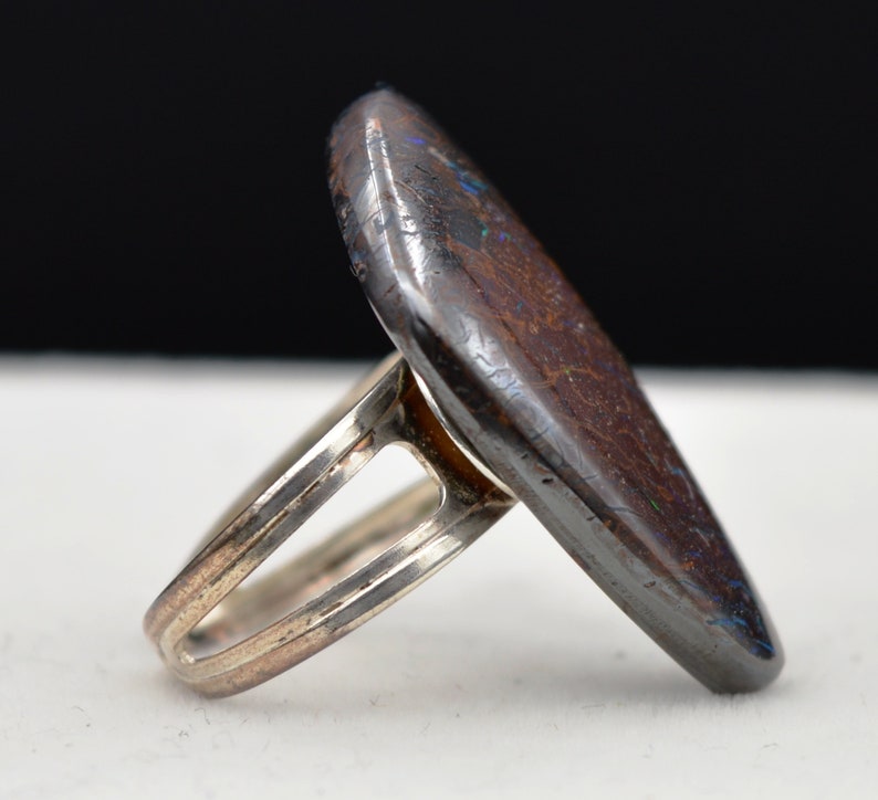 Boulder Opal Ring 6.7 grams T55 Natural Silver Ring
