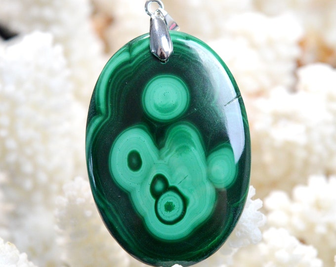 Malachite 120 carats - pendentif cabochon pierre naturelle - Congo // DG28