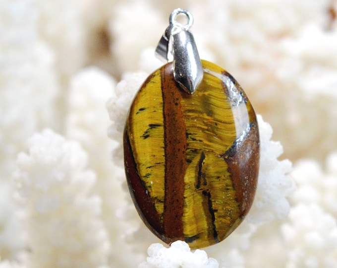 Oeil de tigre 30 carats - pendentif cabochon pierre naturelle - Afrique du Sud / ET89