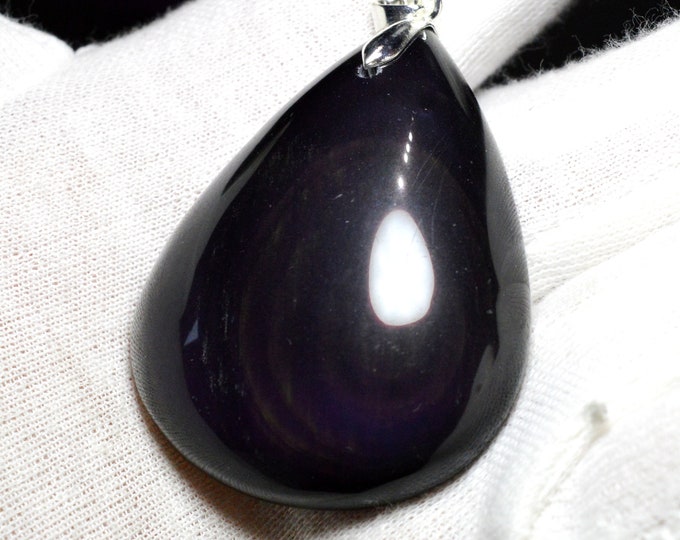 255 carat obsidian - natural stone cabochon pendant - Mexico / FC1