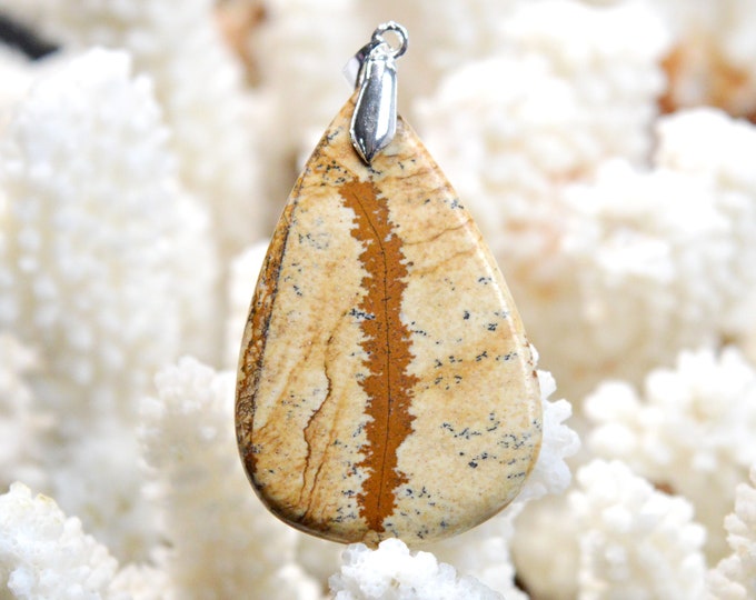 42 carat Landscape Jasper - natural stone cabochon pendant - Namibia / FD72