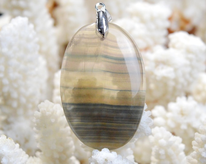 Fluorite 89 carats - pendentif cabochon pierre naturelle - Afghanistan / EZ47