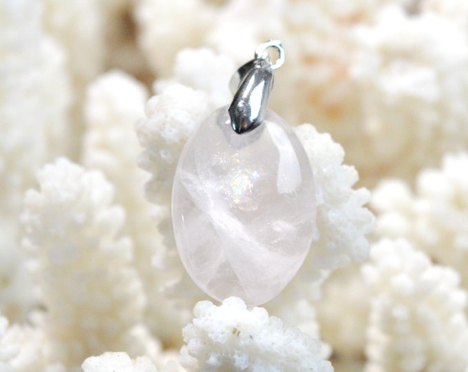 Quartz rose 25 carats - pendentif cabochon pierre naturelle - Madagascar / FD20