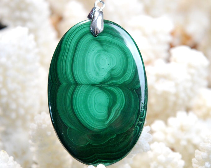 Malachite 115 carats - pendentif cabochon pierre naturelle - Congo // DG24