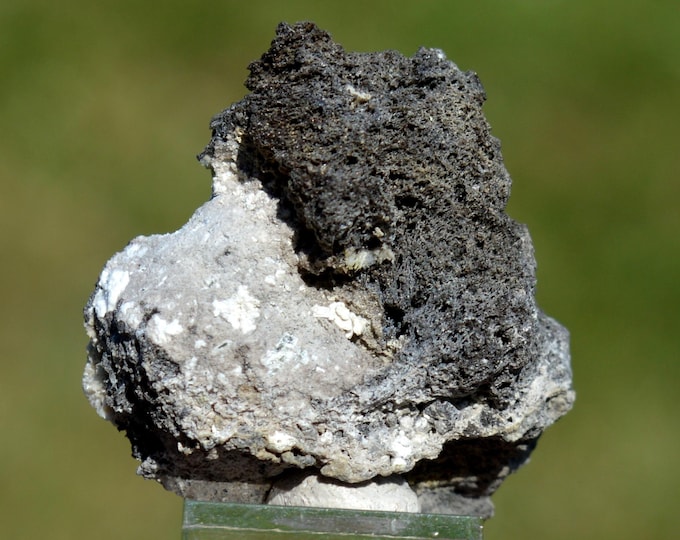 Volcanic scoria & Aragonite 10 grams - Vulcano Island, Lipari, Eolie Islands, Metropolitan City of Messina, Sicily, Italy