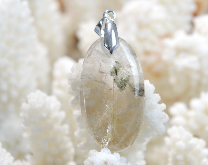 40 carat rutilated quartz - natural stone cabochon pendant - Brazil / FK29