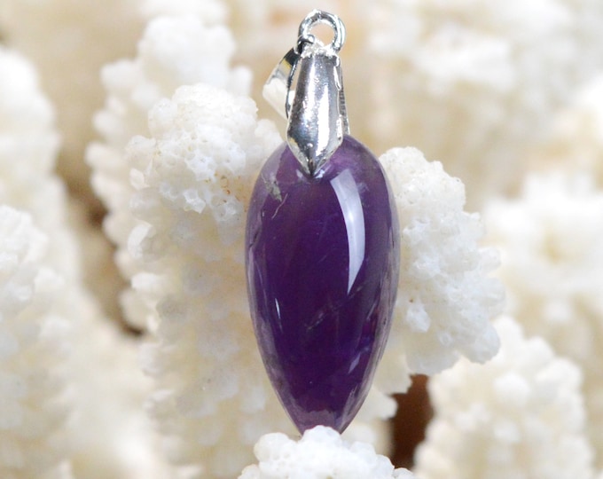 Améthyste 17 carats - pendentif cabochon pierre naturelle - Uruguay / EX27