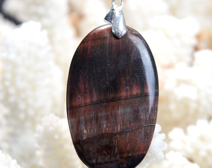 Oeil de taureau 63 carats - pendentif cabochon pierre naturelle - Afrique du Sud // DP12