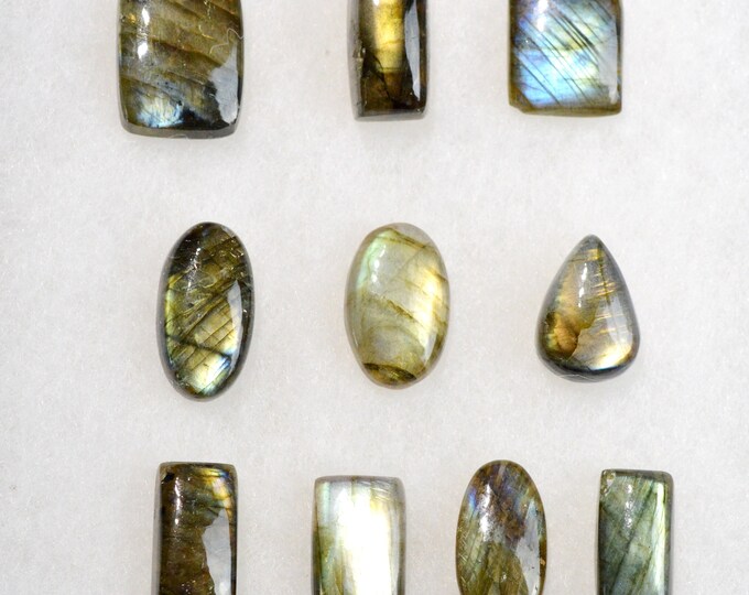 Lot of 10x Labradorite 231 carats - natural stone cabochon - Madagascar / FN10
