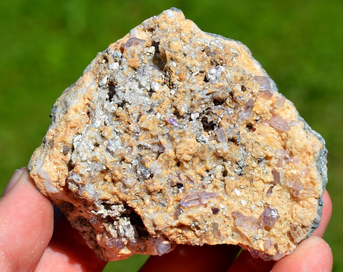 Amethyst & Calcite 253 grams - Capurru Quarry, Osilo, Sassari Province, Sardinia, Italy