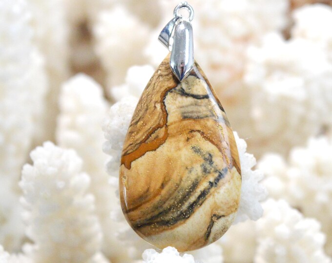 Landscape Jasper 31 carats - natural stone cabochon pendant - Namibia / FV33