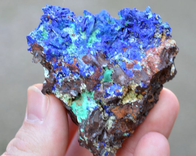 Azurite malachite quartz limonite - 175 grams - M'Ssici, Alnif County, Tinghir Province, Drâa-Tafilalet Region, Morocco