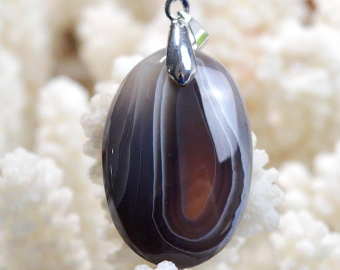Agate 40 carats - pendentif cabochon pierre naturelle - Botswana / FS47