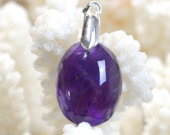 Améthyste 21 carats - pendentif cabochon pierre naturelle - Uruguay / FX4