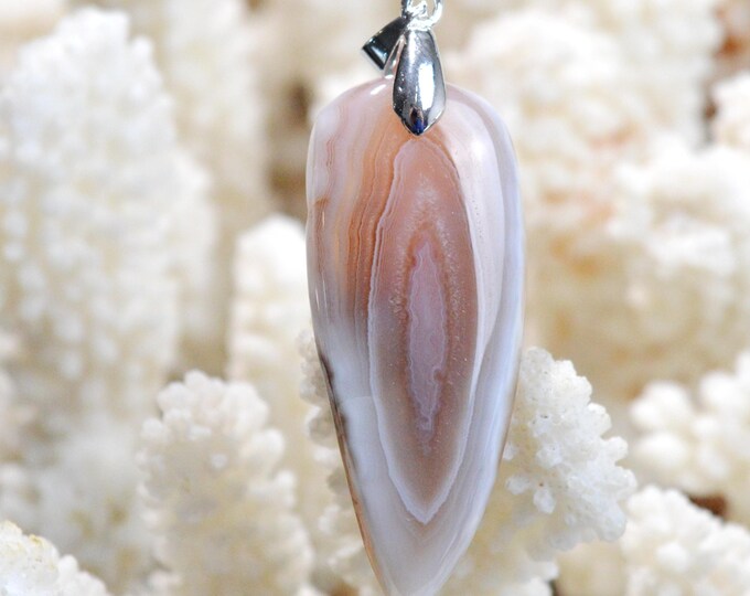 Agate 42 carats - pendentif cabochon pierre naturelle - Botswana / FS48