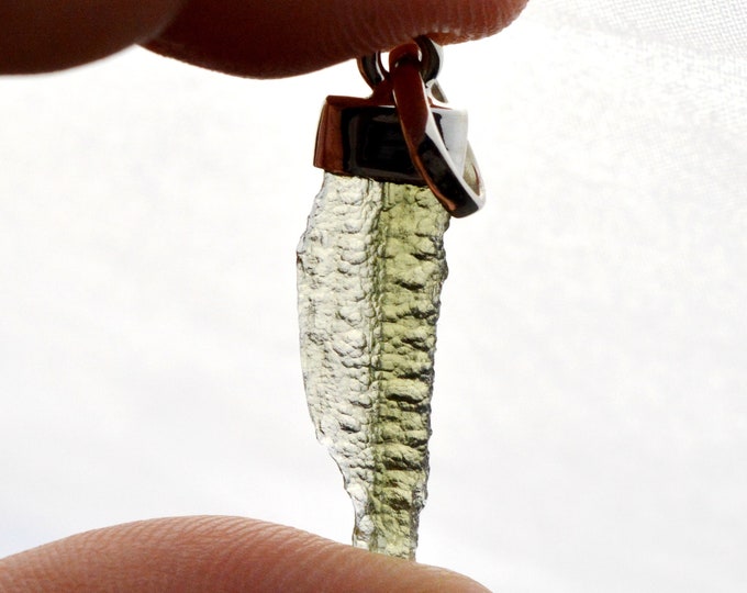 Moldavite - 6.5 carats - pendentif pierre naturelle - République Tchèque - Argent 925