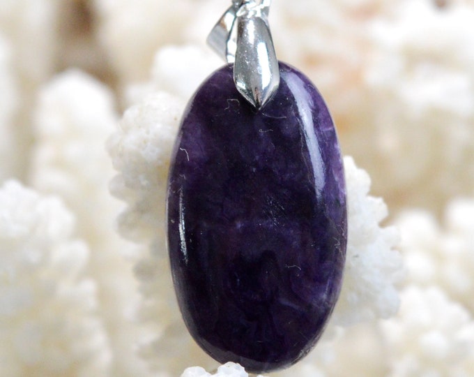 Charoite 35 carats - pendentif cabochon pierre naturelle - Russie / FO78