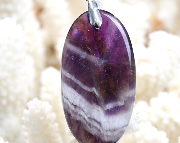78 Carat Chevron Amethyst - Natural Gemstone Cabochon Pendant - India // CR80
