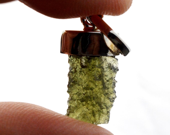 Moldavite - 9.5 carats - pendentif pierre naturelle - République Tchèque - Argent 925
