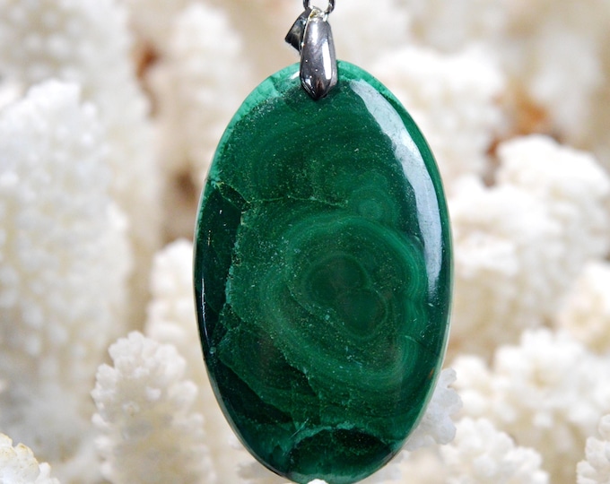 Malachite 128 carats - pendentif cabochon pierre naturelle - Congo / FY40
