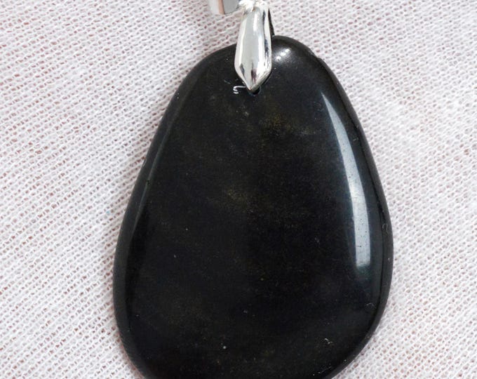 91 carat golden obsidian - natural stone cabochon pendant - Mexico /FU54
