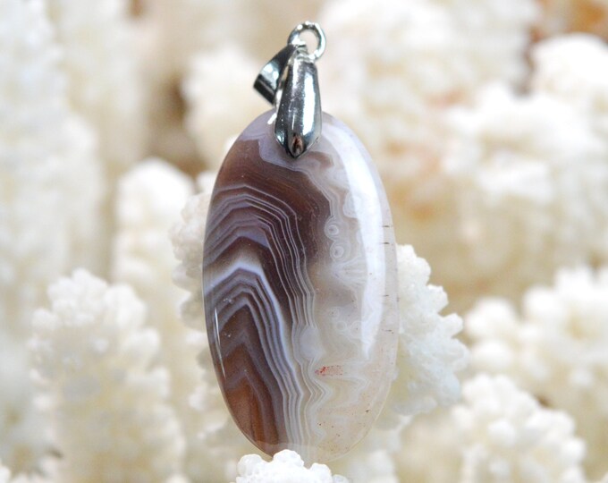 Agate 25 carats - pendentif cabochon pierre naturelle - Botswana / FG91